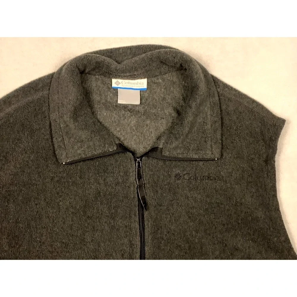 Columbia Cathedral Peak Vest Mens Large Gray Full Zip Outdoor Fleece‎ WM1480